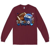 Burgundy Touchdown season American Football blue team color Long Sleeve Tee - HowdyJamesFarm