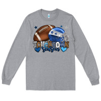 Heather Grey Touchdown season American Football blue team color Long Sleeve Tee - HowdyJamesFarm