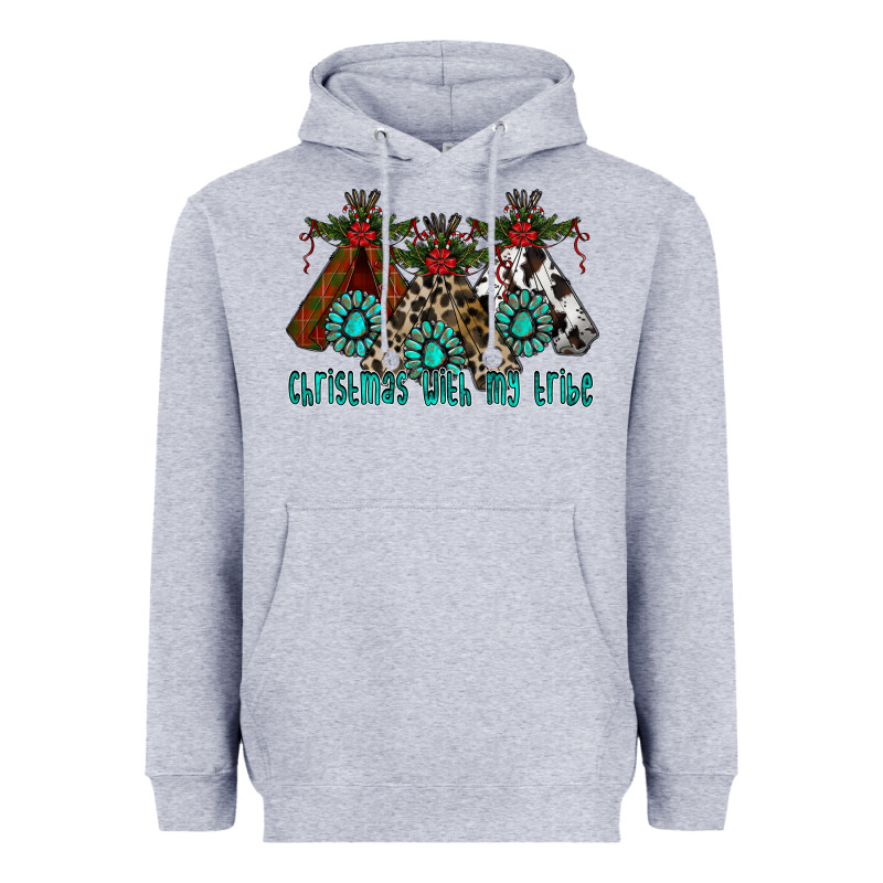 Christmas With Tribe Heavyweight Hoodie by CowhideDigitalArt | Teevron