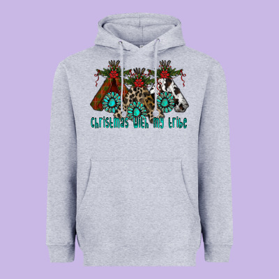 Christmas With Tribe Heavyweight Hoodie Designed By Cowhidedigitalart