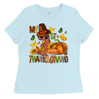 Baby Blue my first thanksgiving bbs Ladies Tee - BundleAndBundleShop
