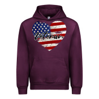 Mauve Wine veteran heart american flag Urban Hoodie - BarkalooDesign