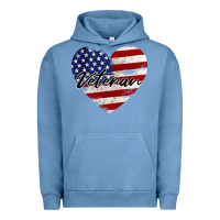 Pigment Pebble Blue veteran heart american flag Urban Hoodie - BarkalooDesign