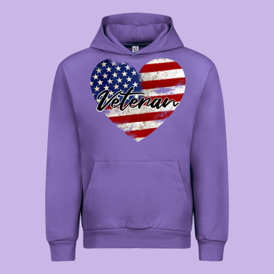 Veteran Heart American Flag Urban Hoodie Designed By Barkaloodesign
