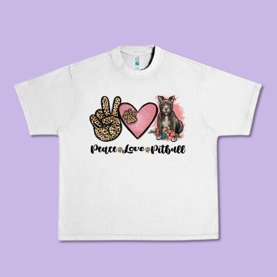 Peace Love Pitbull Urban Heavy Tee Designed By Jahusdesignshop