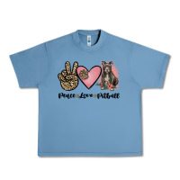 Pebble Blue peace love pitbull Urban Heavy Tee - JahusDesignShop