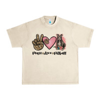 Sandshell peace love pitbull Urban Heavy Tee - JahusDesignShop