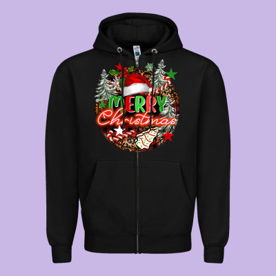 Merry Christmas Zipper Hoodie Designed By Fadigitalartstudio