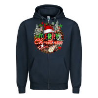 Navy Merry christmas Zipper Hoodie - FaDigitalArtStudio