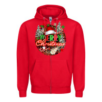 Red Merry christmas Zipper Hoodie - FaDigitalArtStudio
