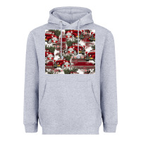 Heather Grey vintage christmas car pattern Heavyweight Hoodie - CowhideDigitalArt