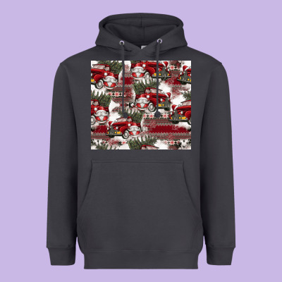 Vintage Christmas Car Pattern Heavyweight Hoodie Designed By Cowhidedigitalart