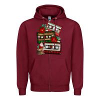 Burgundy christmas cassette gemstone Zipper Hoodie - FaDigitalArtStudio