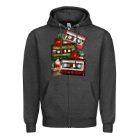 Charcoal Heather christmas cassette gemstone Zipper Hoodie - FaDigitalArtStudio