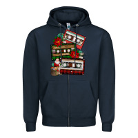 Navy christmas cassette gemstone Zipper Hoodie - FaDigitalArtStudio
