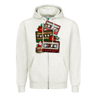 Oatmeal Heather christmas cassette gemstone Zipper Hoodie - FaDigitalArtStudio