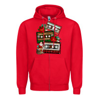 Red christmas cassette gemstone Zipper Hoodie - FaDigitalArtStudio