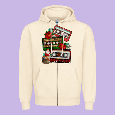 Christmas Cassette Gemstone Zipper Hoodie Designed By Fadigitalartstudio