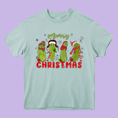 Pickle Merry Christmas Heavy Core Tee Designed By Maliassmallbusiness