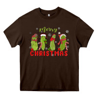 Chocolate Brown Pickle Merry Christmas Heavy Core Tee - MaliasSmallBusiness