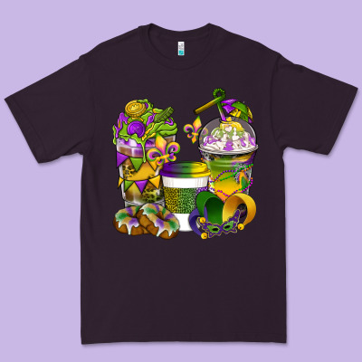 Mardi Gras Coffee Cups Premium Tee Designed By Bundleandbundleshop