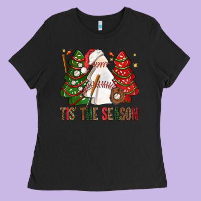 Tis' The Season Baseball Christmas Cakes Bbs Ladies Tee Designed By Bundleandbundleshop