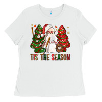 White tis' the season baseball christmas cakes bbs Ladies Tee - BundleAndBundleShop