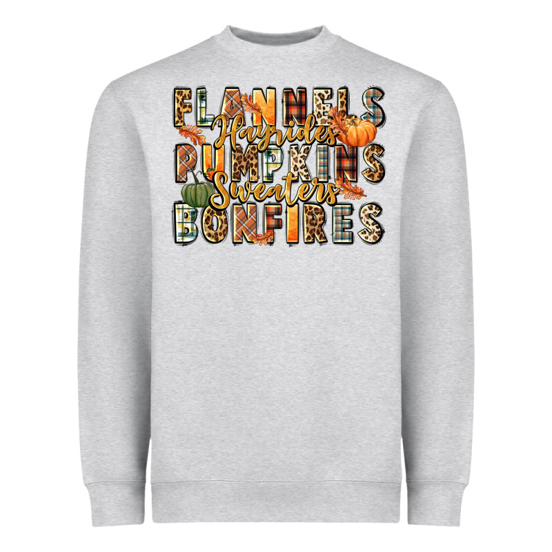Flannels Hayrides Pumpkins  Bonfires Heavyweight Sweatshirt by FaDigitalArtStudio | Teevron