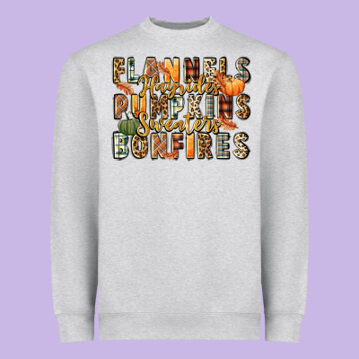 Flannels Hayrides Pumpkins  Bonfires Heavyweight Sweatshirt Designed By Fadigitalartstudio