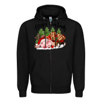 Black merry christmas pig Zipper Hoodie - FaDigitalArtStudio