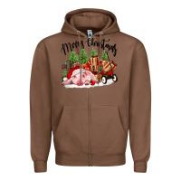 Chestnut merry christmas pig Zipper Hoodie - FaDigitalArtStudio