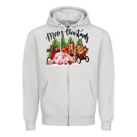 Dove Grey merry christmas pig Zipper Hoodie - FaDigitalArtStudio