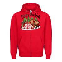 Red merry christmas pig Zipper Hoodie - FaDigitalArtStudio
