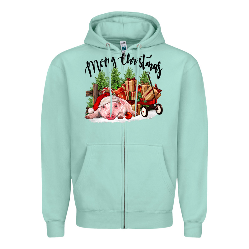 Merry Christmas Pig Zipper Hoodie by FaDigitalArtStudio | Teevron