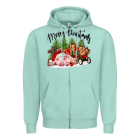 Seafoam merry christmas pig Zipper Hoodie - FaDigitalArtStudio