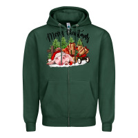 Sports Green merry christmas pig Zipper Hoodie - FaDigitalArtStudio