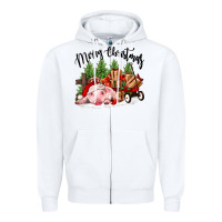 White merry christmas pig Zipper Hoodie - FaDigitalArtStudio