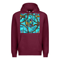 Burgundy Lake Babe And Fish With Camouflage Seamless Pattern Premium Hoodie - BundleAndBundleShop