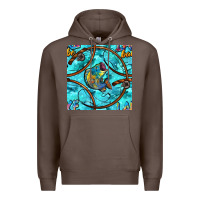 Coffee Lake Babe And Fish With Camouflage Seamless Pattern Premium Hoodie - BundleAndBundleShop