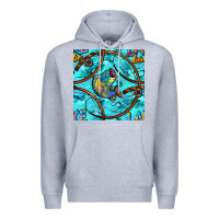 Heather Grey Lake Babe And Fish With Camouflage Seamless Pattern Premium Hoodie - BundleAndBundleShop