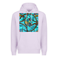 Lilac Lake Babe And Fish With Camouflage Seamless Pattern Premium Hoodie - BundleAndBundleShop