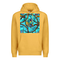 Mustard Lake Babe And Fish With Camouflage Seamless Pattern Premium Hoodie - BundleAndBundleShop