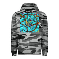 Slate Camo Lake Babe And Fish With Camouflage Seamless Pattern Premium Hoodie - BundleAndBundleShop