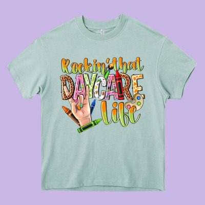 Rockin That Daycare Life Heavy Core Tee Designed By Nancycooperartshop