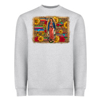 Our Lady Of Guadalupe Glitter Leopard Flowers Heavyweight Sweatshirt | Teevron