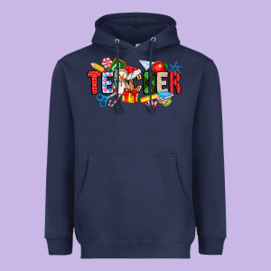 Christmas Teacher Heavyweight Hoodie Designed By Cowhidedigitalart