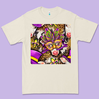 Mardi Gras Cow With Carnival Mask Seamless Pattern Premium Tee Designed By Bundleandbundleshop