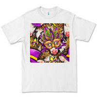 White Mardi Gras cow with carnival mask seamless pattern Premium Tee - BundleAndBundleShop