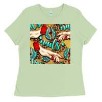 Hand And Nail Polish With Turquoise Gemstone And Leopard Seamless Patt Ladies Tee | Teevron