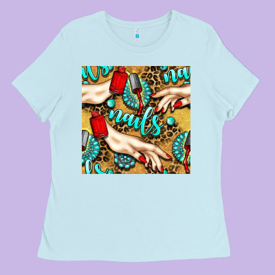 Hand And Nail Polish With Turquoise Gemstone And Leopard Seamless Patt Ladies Tee Designed By Bundleandbundleshop